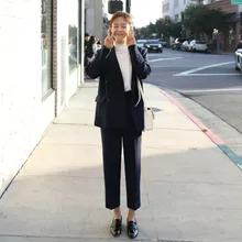 ##Special Price Women's suit pants set 2019 autumn new high quality fabric solid color double-breasted suit jacket fashion nine pants two sets ##Special Price Women's suit pants set 2019 autumn new high quality fabric solid color double-breasted suit jacket fashion nine pants two sets
