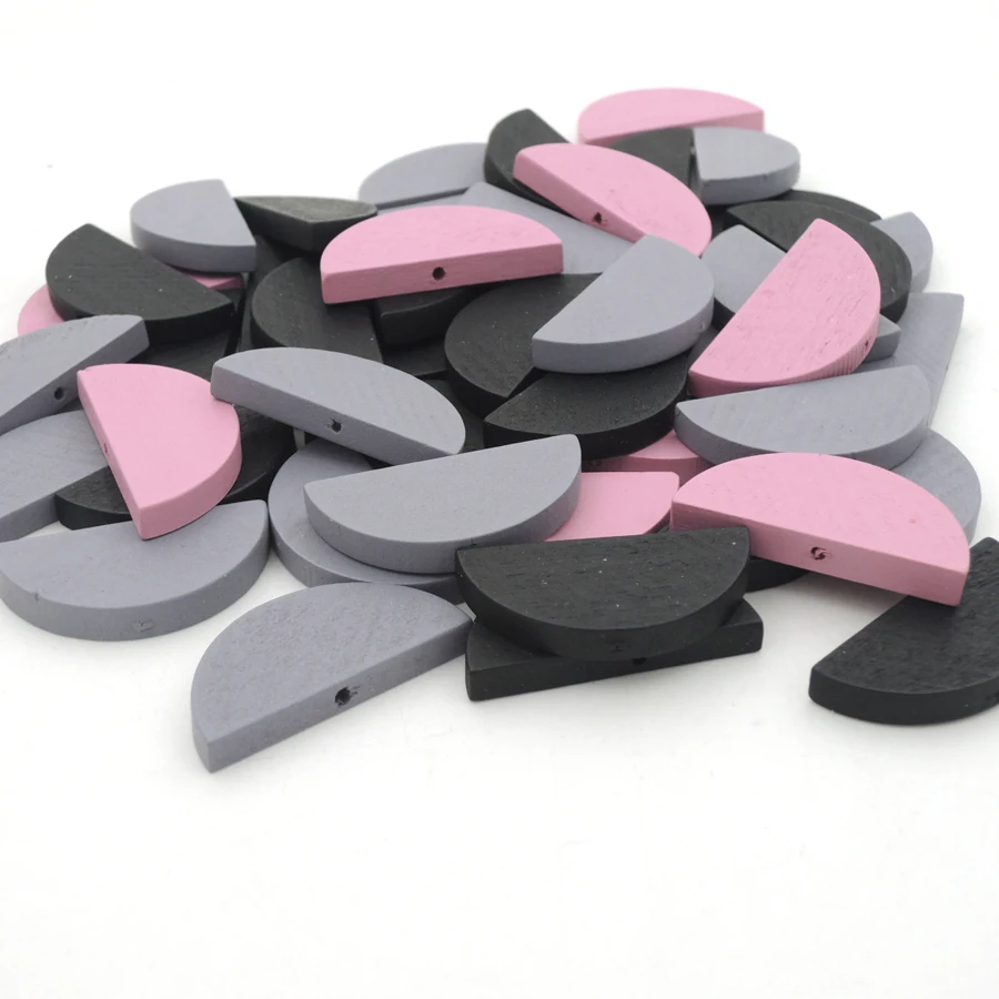 

100pcs WOOD irregular half moon arch shape bead FOR JEWELRY WHOLESALE minimalist ASSORTED color WOODEN slice EA446