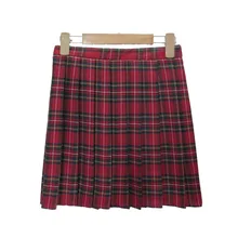 Японская школьная форма опрятная плиссированная клетчатая мини-юбки из тартана Женская юбка размера XXL с высокой талией