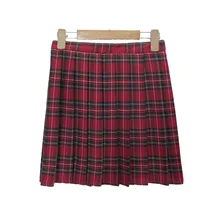 Japanese School Uniform Preppy Pleated Plaid Mini Tartan Skirts Women High Waisted Plus size XXL Skirt Cosplay