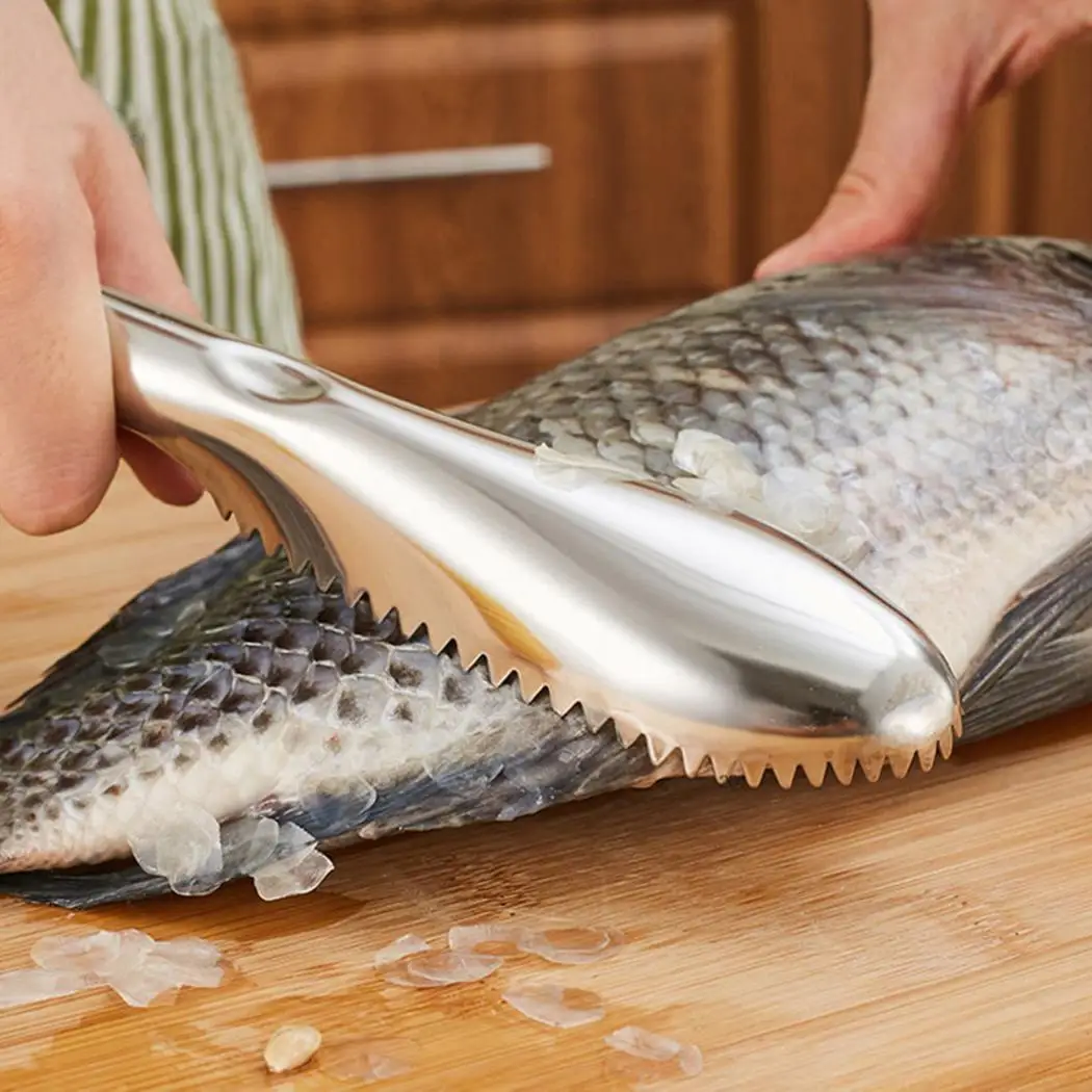 

Stainless Steel Durable Practical Fish Scale Scraper Seafood Tools Kitchen Two-way Sawtooth Scraping Home Tool Scraping Non-slip