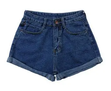 Весенние и летние женские джинсовые шорты в стиле ретро с высокой талией синие свободные короткие тонкие модные женские джинсы большего размера - Цвет: dark blue