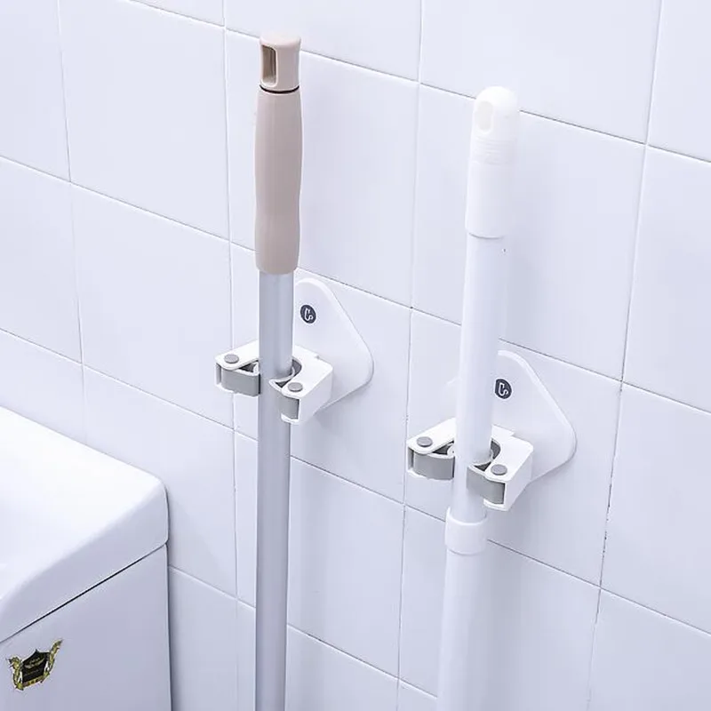 2pcs Wall Mounted wall mounted mop broom storage rack cleaning Brush