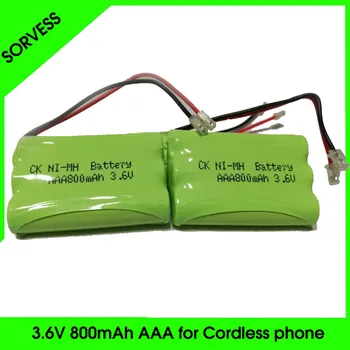 

Sorvess 1-2PCS 3.6V Ni-MH AAA 800mAh Ni MH Rechargeable Battery Pack With Plugs For Cordless Phone