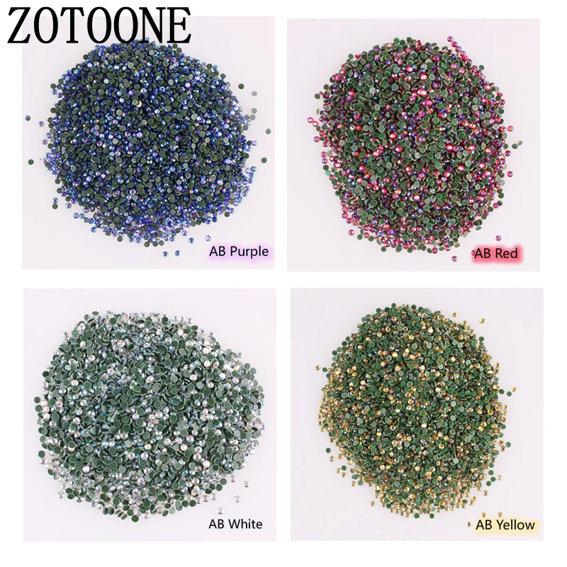 

ZOTOONE 1440Pcs/Pack Gold Flat Back AB Rhinestone 2-3MM SS6-SS12 Crystal 3D Nail Crystal DIY Shiny Diamond Sequin Nail Sparkly C