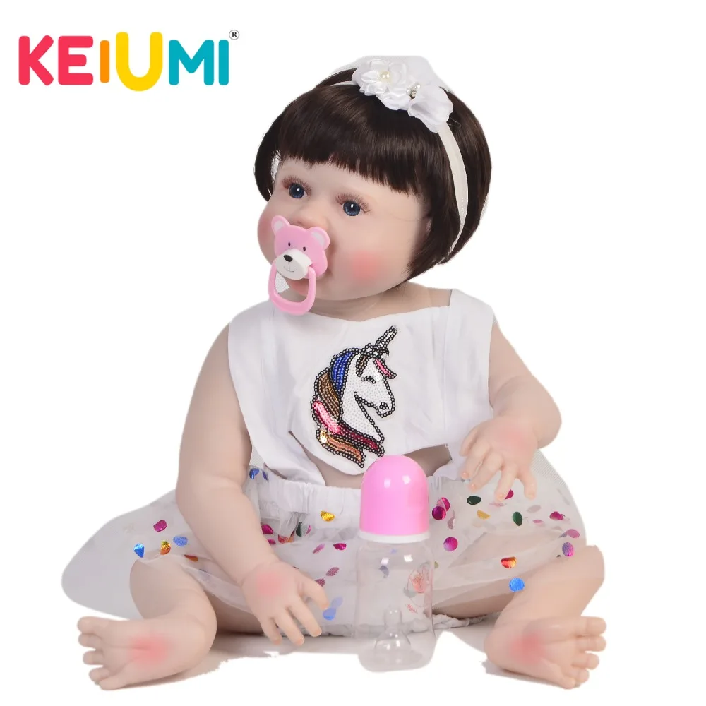 

KEIUMI Fashion Girl Doll Baby Toy 23'' 57 cm Silicone Full Body Realistic Reborn Dolls For Children Birthday Christmas Gifts