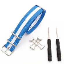Белый и синий для Suunto Core военный зулу нейлоновый дайвер ремешок для часов браслет комплект адаптеров и инструментов