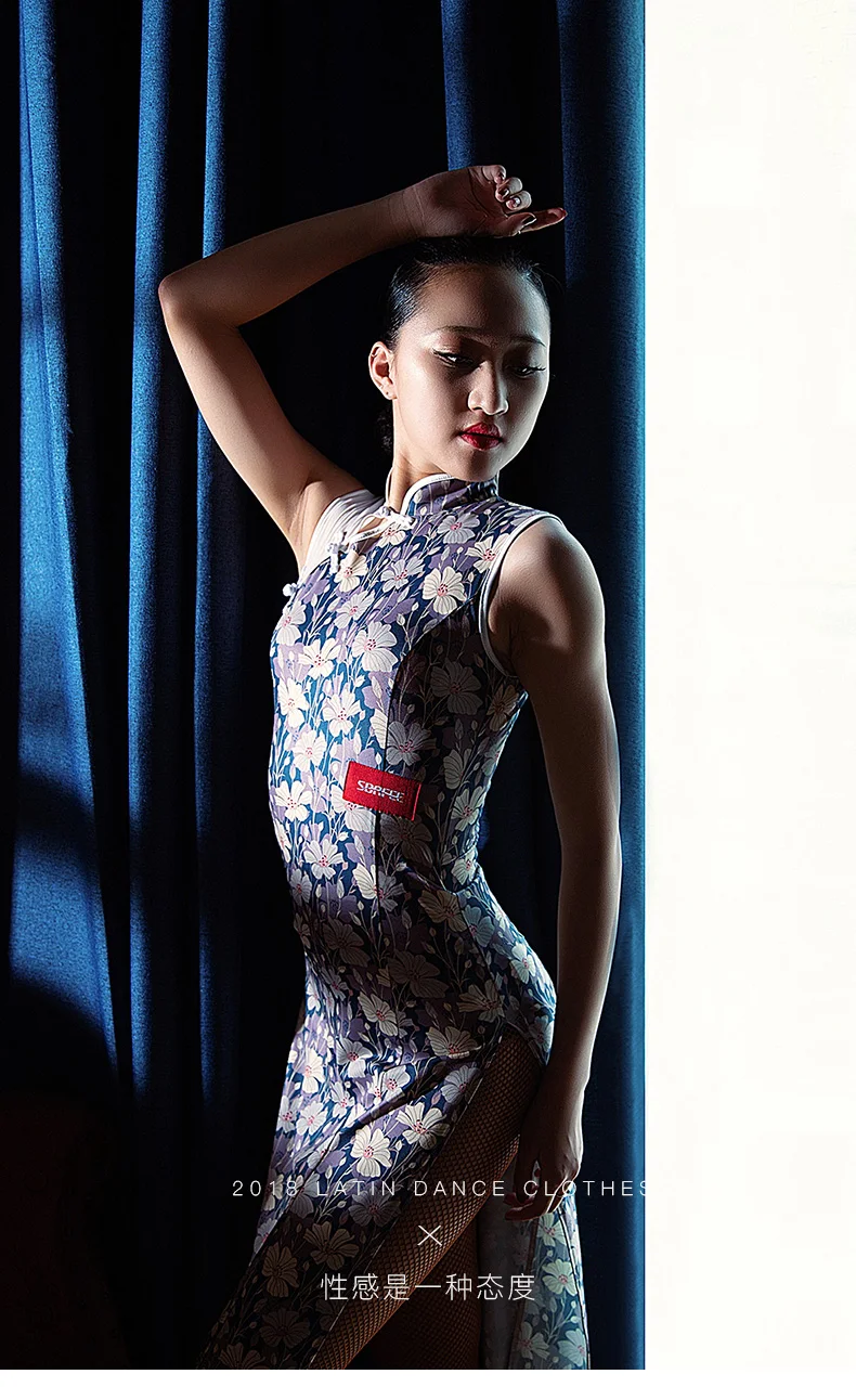 Новые пикантные Женские Латинской Танцы Женская cheongsam рукавов Танцы платье Бесплатная доставка