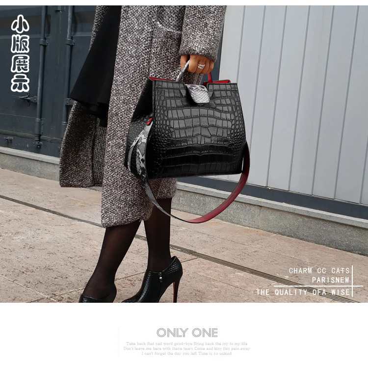 Luxo crocodilo mulher bolsa snakeskin ampla alça