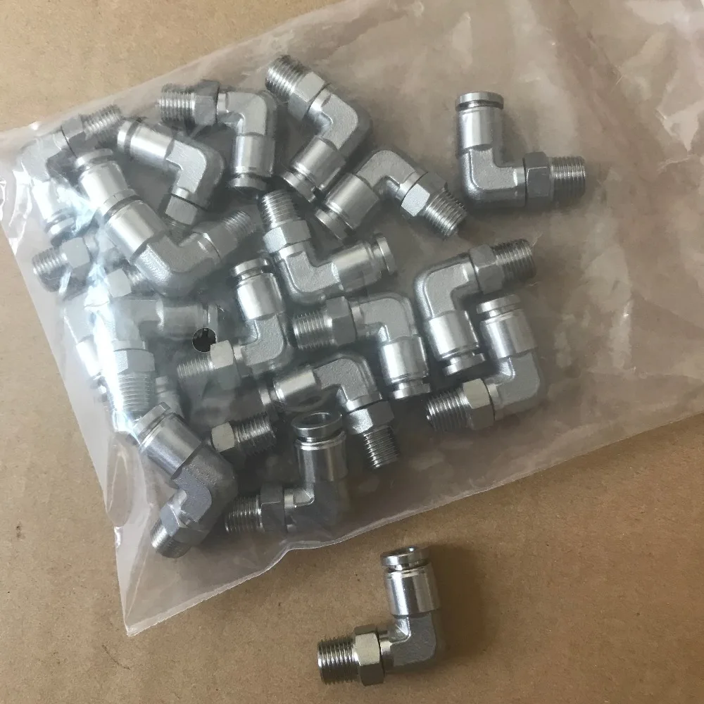 

Tube size 8mm x 3/8 PT thread Stainless Steel Compressed L-shape Male Pneumatic Push-in Elbow Fitting