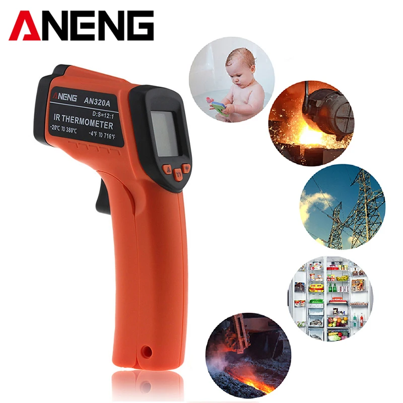 ANENG GM320 цифровой Экран ИК инфракрасный лазерный термометр бесконтактный пирометр