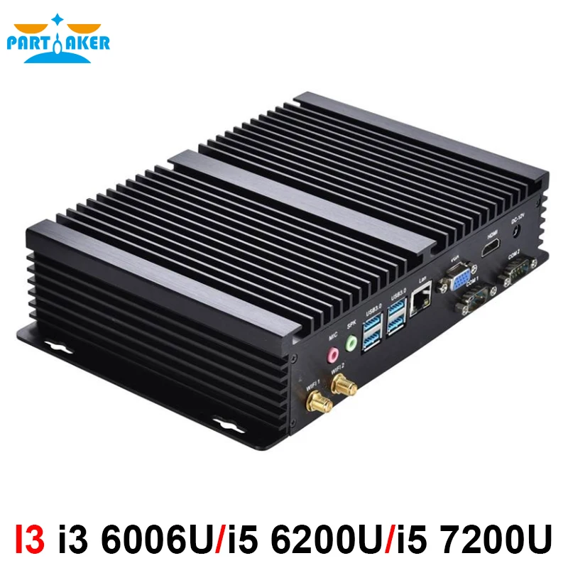 Intel Core i3 6006U i5 6200U i5 7200U Мини ПК Windows 10 Barebone компьютер 2 ГГц 520/620 графика 4 к HTPC minipc HDMI VGA 2 COM