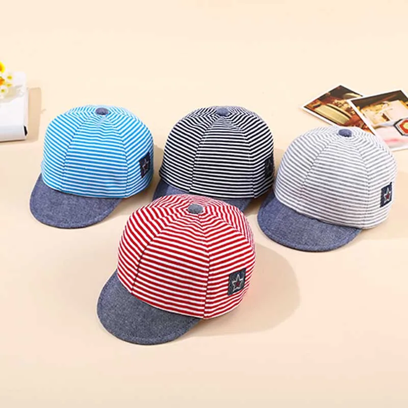 

Unisex Baby Baseball Cap Summer Boys Girls Breathable Infant Sun Hats Cotton Stripe Pentagram Children Sunshade Hat Peaked Caps