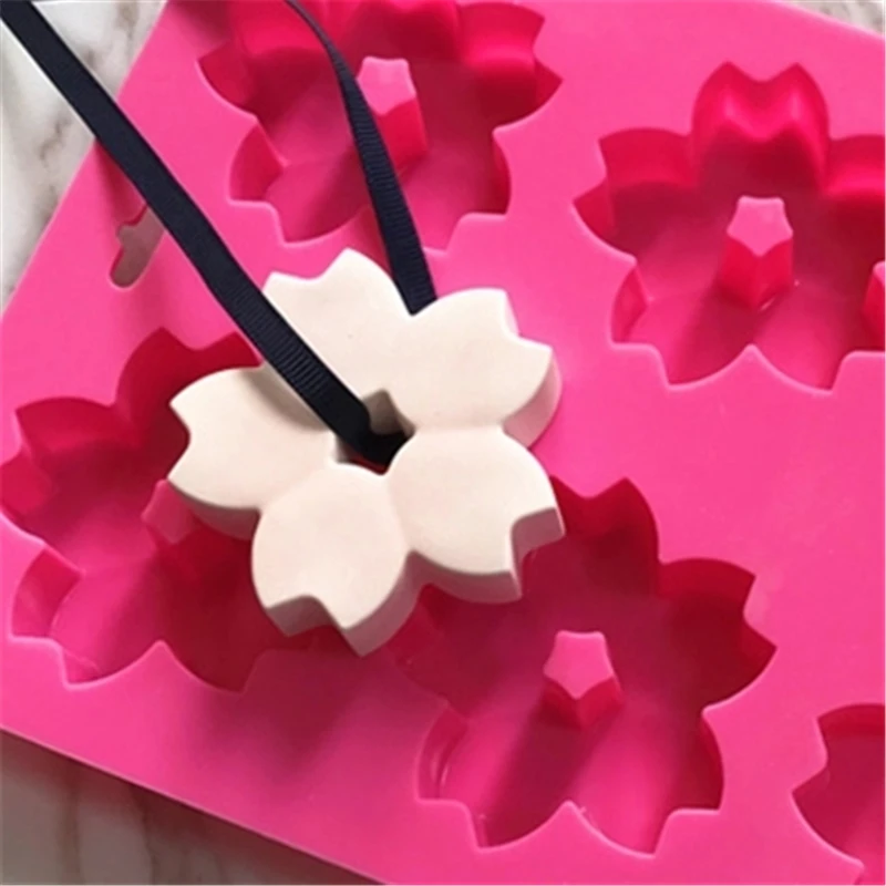 3D Вишневый цветок Снежинка силиконовая форма для пончиков DIY свеча Мыло плесень