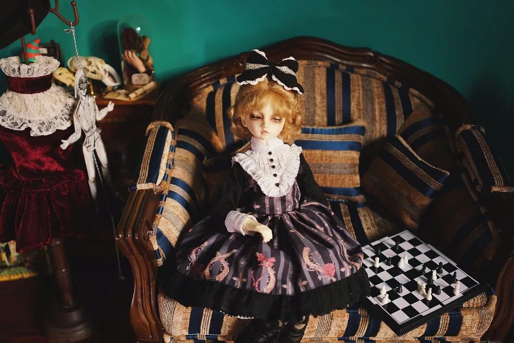 2 шт./компл. Лолита принцесса ретро платье для 1/4 1/6 BJD куклы одежда изысканное платье+ повязка на голову аксессуары кукол