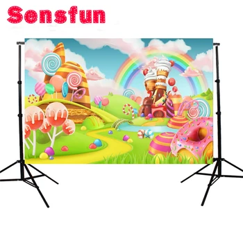 

Vinyl Photography Background Computed Printed Candy Castle Children Backdrops for Photo Studio Photocall