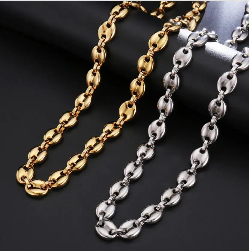 2019 New Hip Hop Width 11mm 60cm Stainless Steel Gold And Silver Coffee ...
