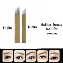 20 шт 12/14 Pin плоские лезвия для профессионального перманентного макияжа бровей ручка ручная Татуировка иглы поставка