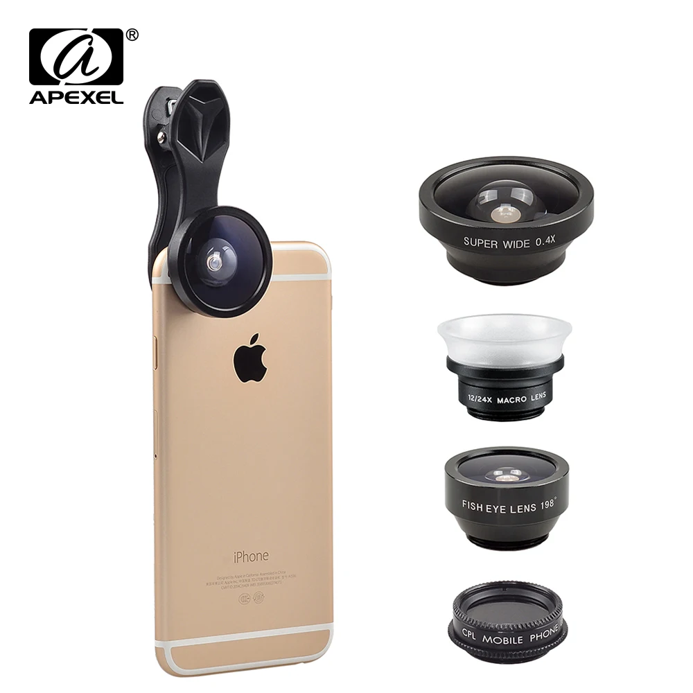 imágenes para Apexel Profesional Lente de La Cámara 5 en 1 Gran Angular Macro Ojo de Pez CPL Lente kits de Lentes de Teléfono Para el iphone 7 6 Plus de Samsung S6 S7 imágenes para Apexel Profesional Lente de La Cámara 5 en 1 Gran Angular Macro Ojo de Pez CPL Lente kits de Lentes de Teléfono Para el iphone 7 6 Plus de Samsung S6 S7
