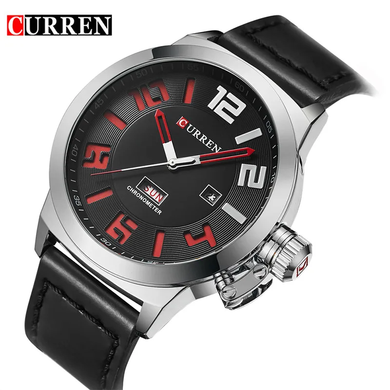 

CURREN Date Week Men Watch New Top Luxury Brand Sport Military Business Male Clock Leather Wrist Quartz Mens Watches Gift 8270