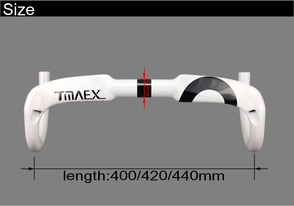 TMAEX велосипедный шоссейный руль из углеродного волокна для ручки велосипеда углеродный руль для дорожного велосипеда Запчасти белый Краски 31,8*400/420/440 мм