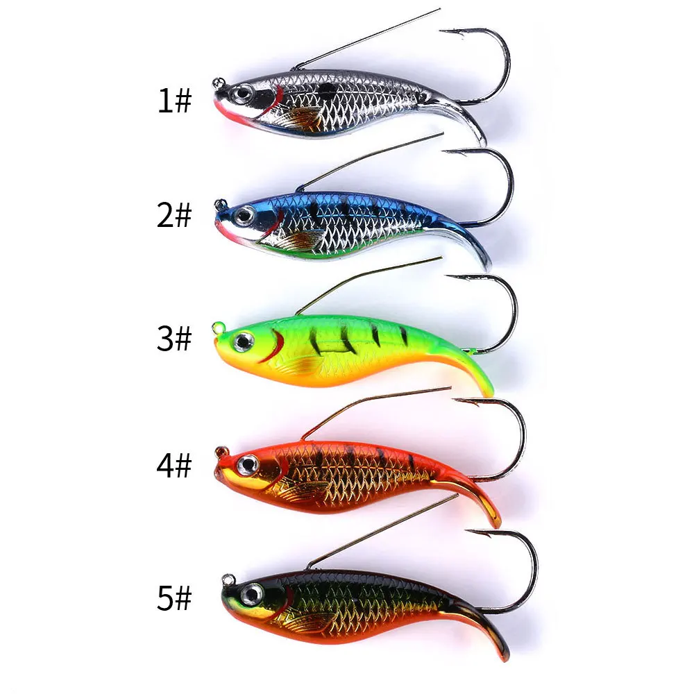 

5PCS Single Hook Hard VIB Lures Wobblers 85mm 21g Artificial Bait Laser Body Live Fish Carp Fishing Gear