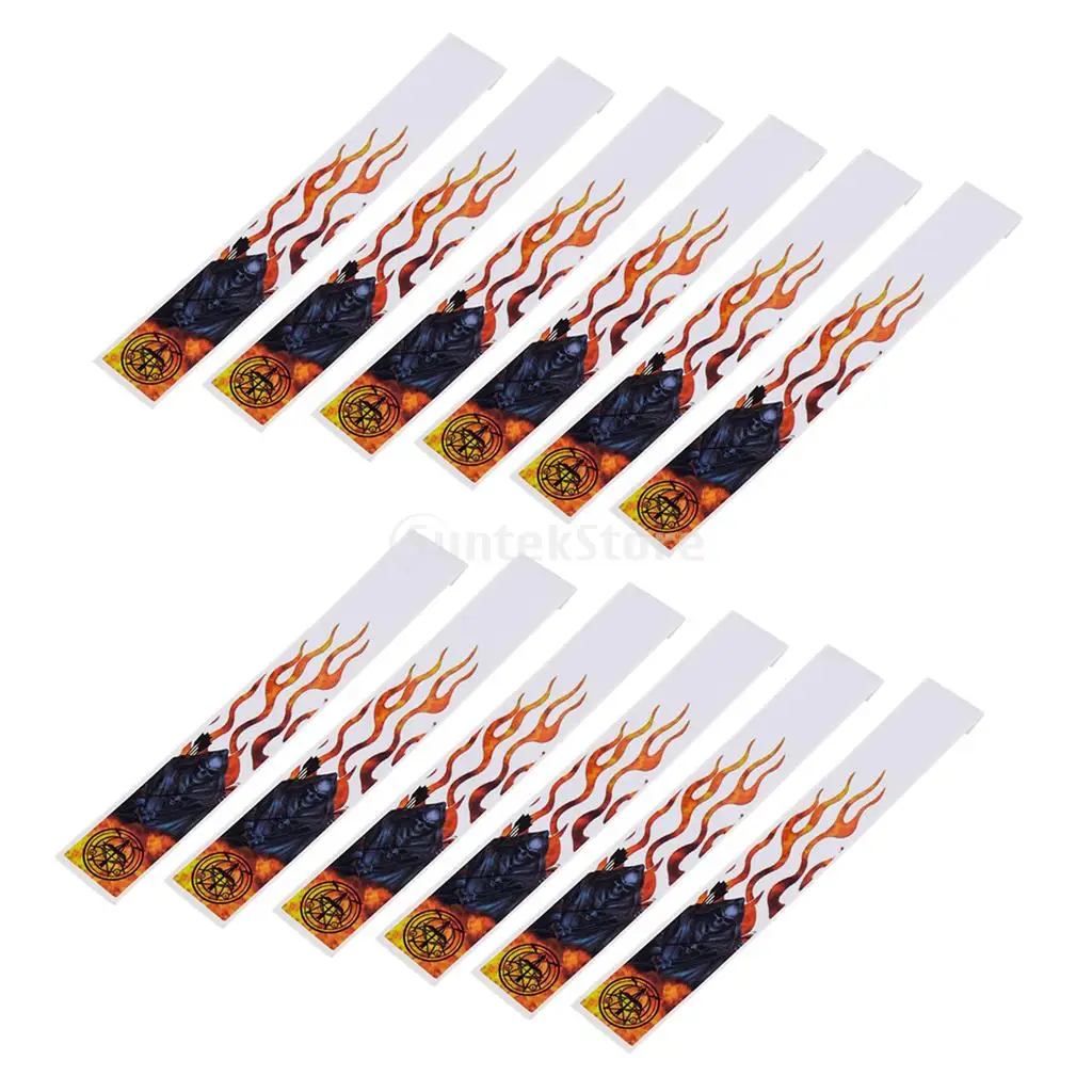12pcs Durable Archery Arrow Adhesive Stickers Wraps 27cm x 3cm Fluorescent Yellow/ White