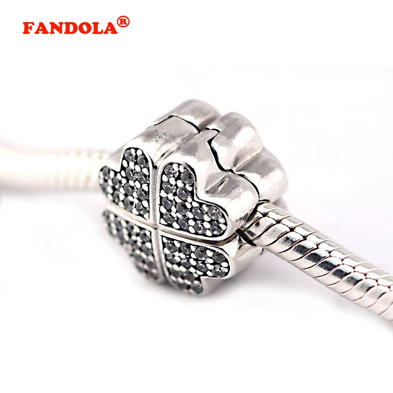 

Fits Pandora Bracelets Petals of Love Clip Charms with Clear Cubic Zirconia 925 Sterling Silver Jewelry Beads Free Shipping