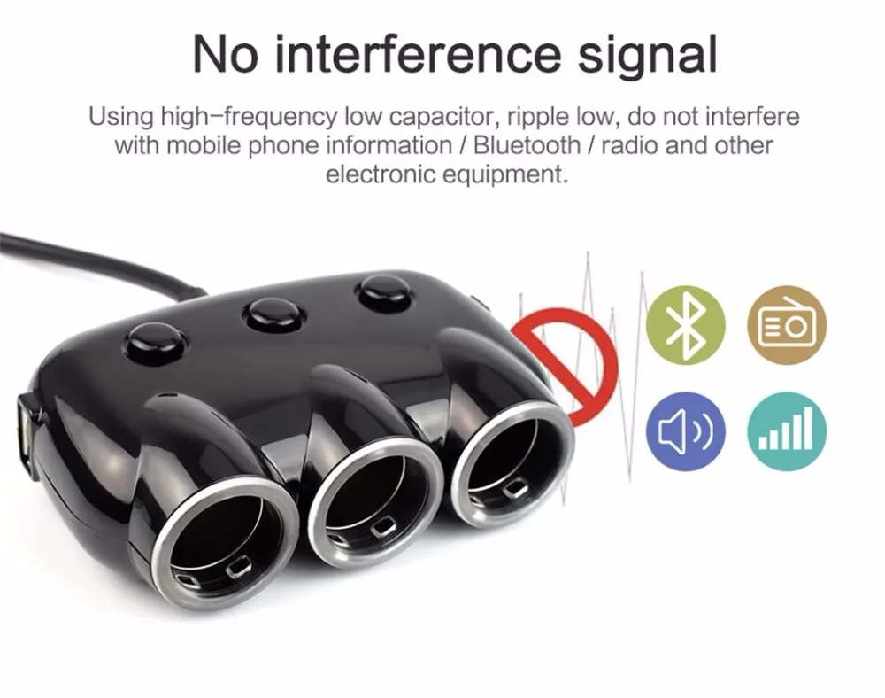 Новинка 5В 1а + 2.1A 2 USB порта 3 полосная Автомобильная розетка прикуриватель