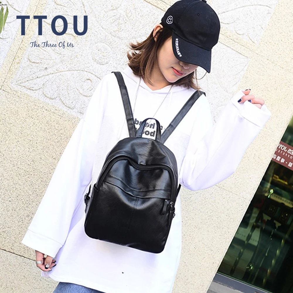 

TTOU Women Simple Solid Backpacks School Backpack for Teen Girls Fashion Shoulder Bag Female Preppy Style Backpack