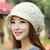 Новая женская зимняя шапка, теплые шапки с флисовой подкладкой, вязаные шапки для женщин, шапка из кроличьего меха, осенне-зимняя дамская мо... ► Фото 2/6