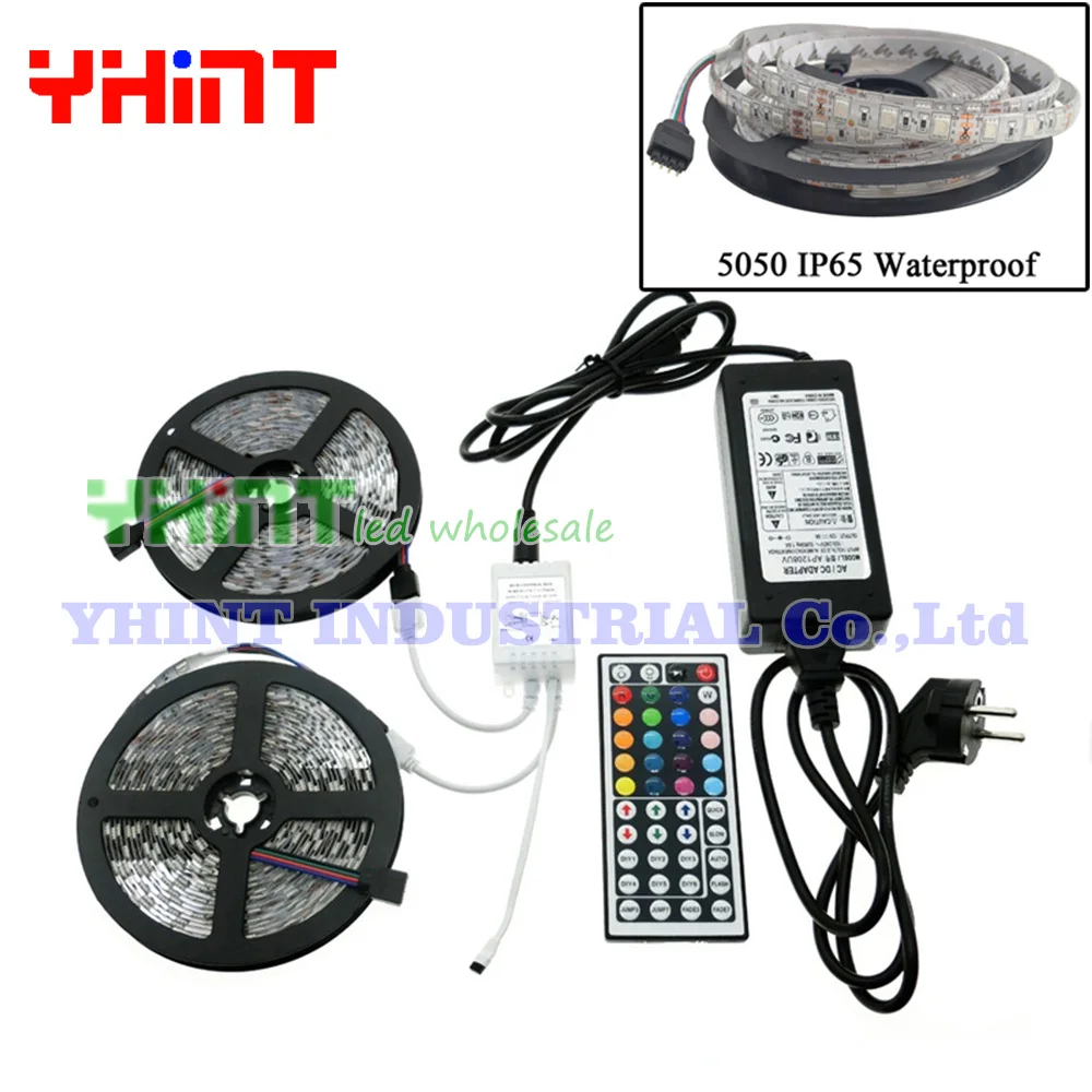 

1 set 10 meters IP65 Waterproof SMD5050 60 LED/M RGB DC12V 10A LED strip with 24/44key IR Remoter-Controller Box