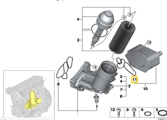 Масляный фильтр двигателя Корпус прокладка для BMW E46 E90 E60 E65 X3 X5 X6 330d 525d 730d 11427788463