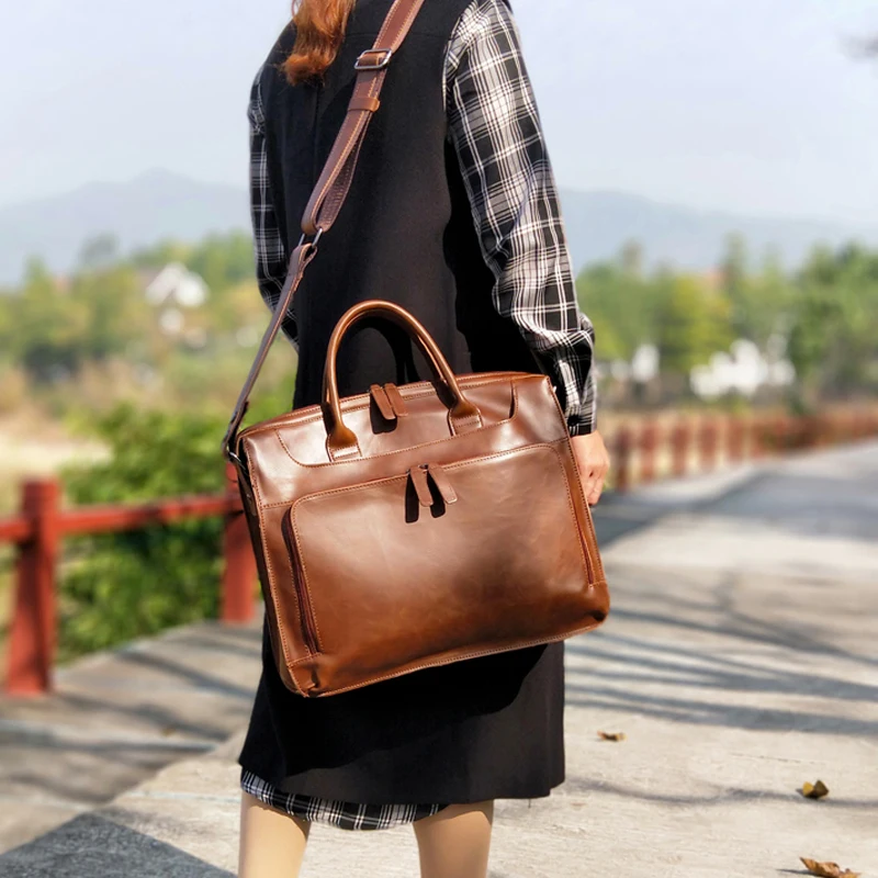 

Women briefcase female computer bag multi-layered fashion shoulder Messenger bag art business laptop crossbody bags BA06