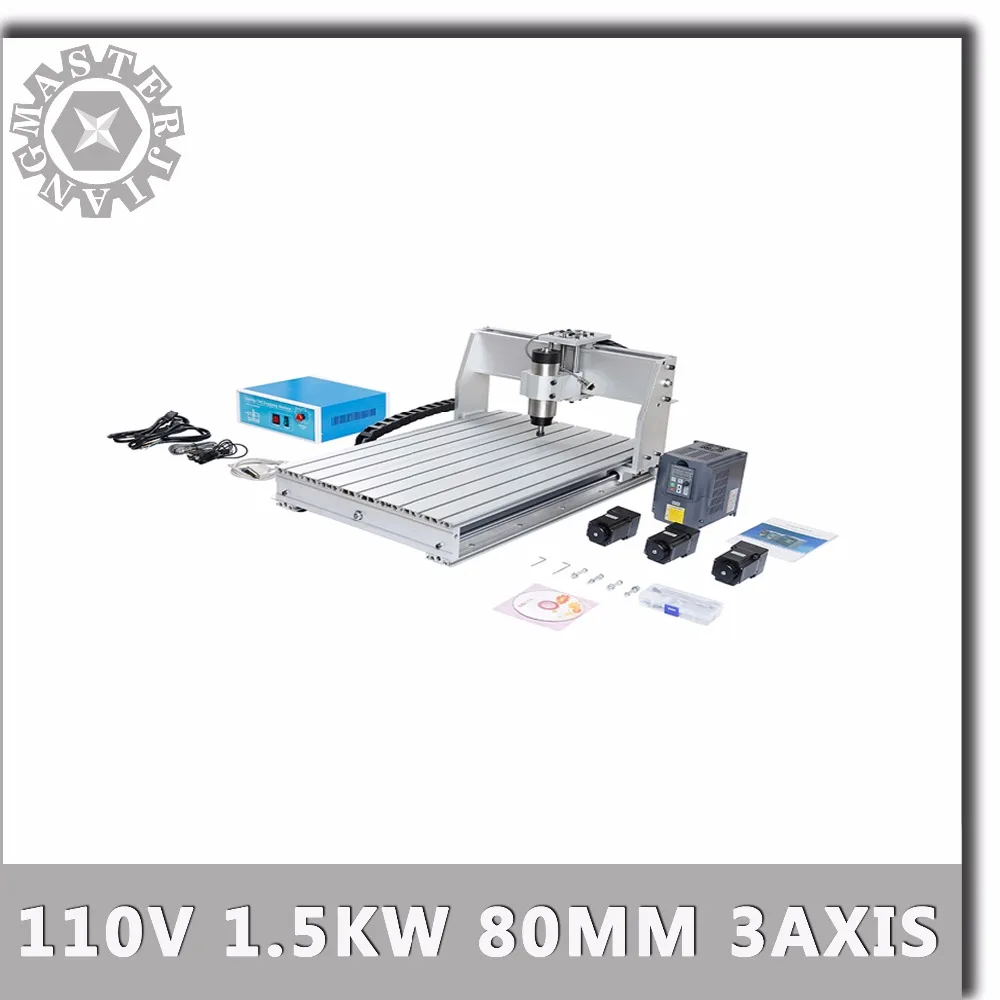 110V 1.5KW 80mm Air Cooling Spindle HY VFD 6040T CNC Machine 1500W 3 Axis air-cooled Pcb 6040 Milling Diy Wood Router | Инструменты