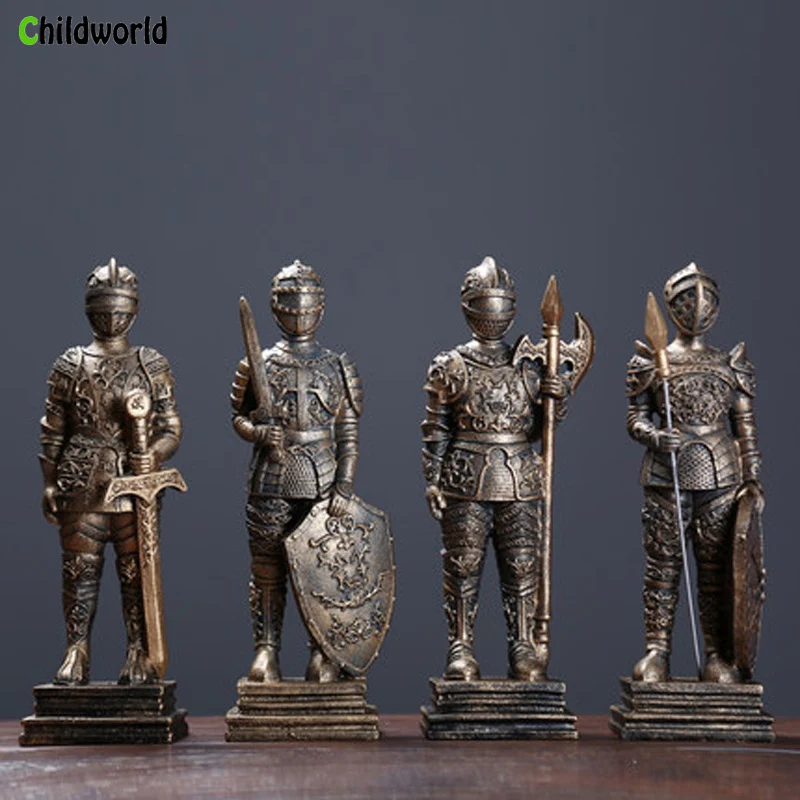 

30CM Medieval European Retro Armor Samurai Model Home Decor Accessories Resin Craft Armor Warrior Decoration