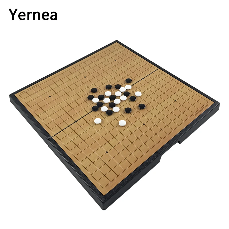 Yernea Foldable Chess Magnetic Game of Go Board Game Chess Set Pieces Full Set Plastic 38*38 *2.8CM Size entertainment Gift