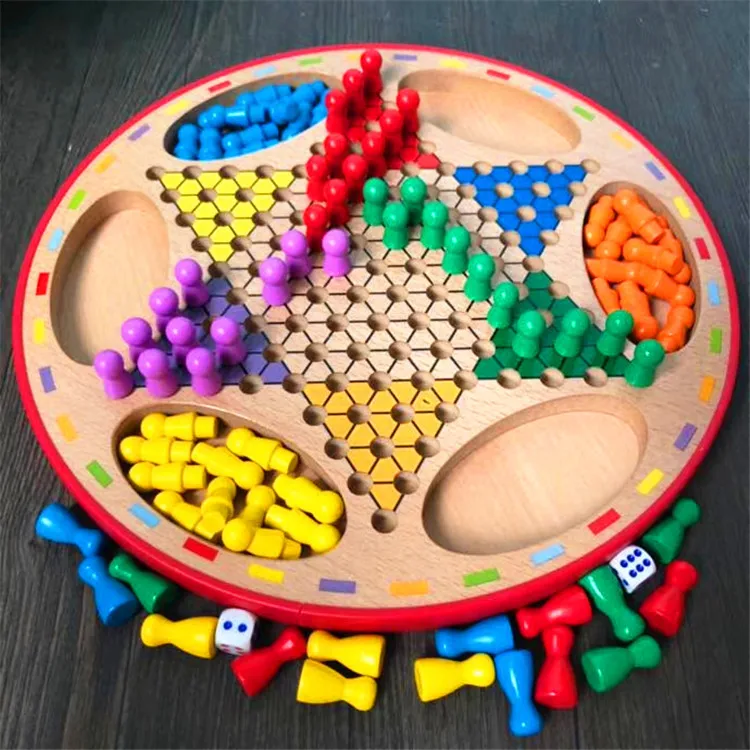 

New Arrival wooden checkers flying chess Parent Child Link Up Chess Puzzle Toys for early educational toys