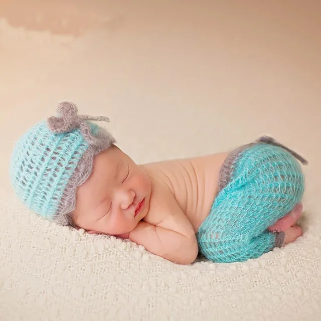 Newborn Mohair Outfits Photography Props Tiny Baby Girl Boy Birthday
