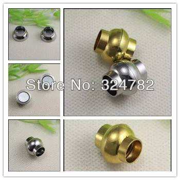 

30PCS Mix Color Strong Smooth Round Magnetic Clasps + End Caps with Inner hole 8mm for making Leather Bracelet jewelry findings