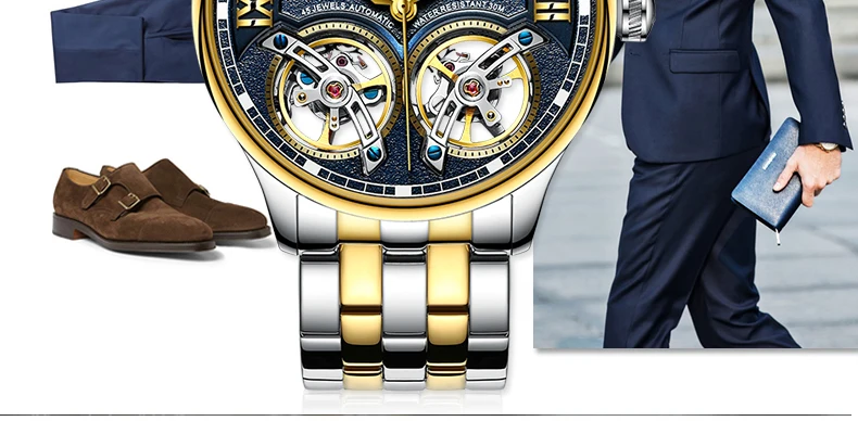 Часы с двойным турбийоном, швейцарские, Бингер, оригинальные мужские автоматические часы, модные мужские механические наручные часы с кожаным ремешком