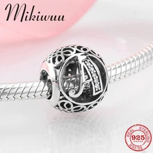 925 пробы Серебряный, с гравировкой с буквой «А кристально чистый CZ бусины для рукоделия Ювелирных изделий Fit, соответственные Европейской Пандоре обаятельные Браслеты