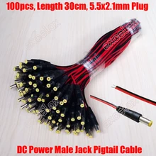 100 шт. 30 см 5,5x2,1 мм DC12V централизованный источник питания Кабель Штекерный соединитель Разъем видеонаблюдения Камера 12В силовой кабель постоянного тока с косичками