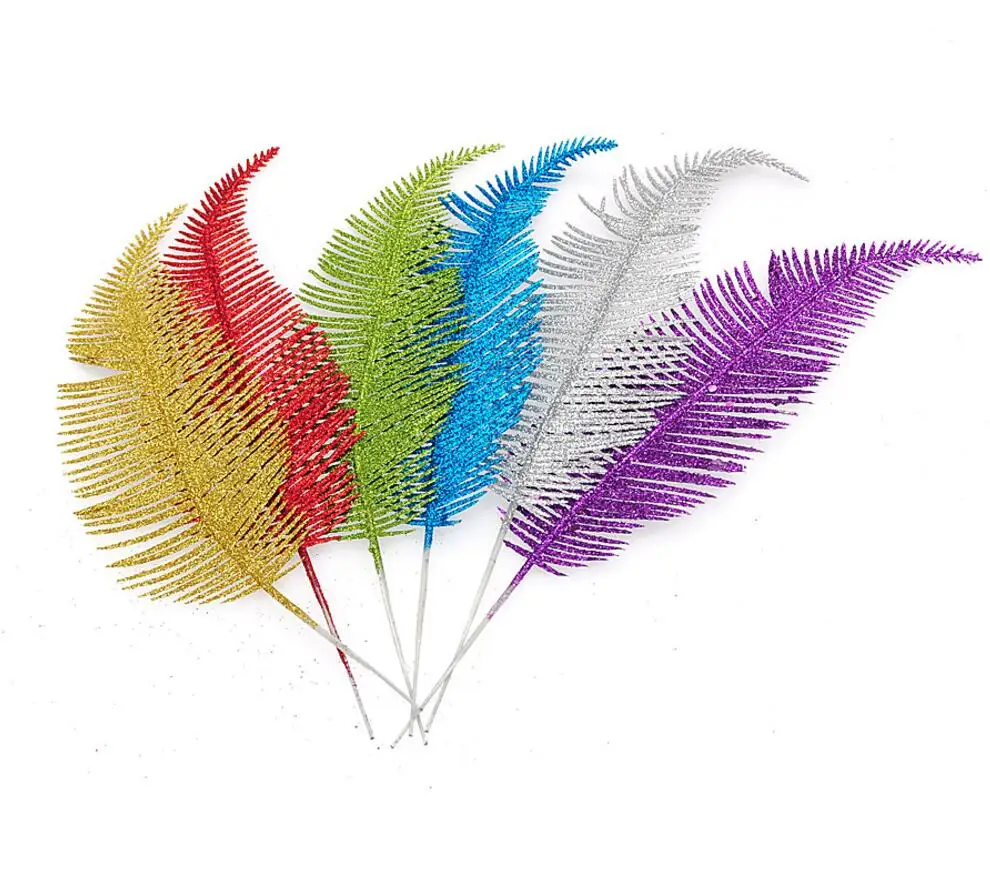 

20pcs 24cm Glitter Powder Leaf Branch Arrangement For Christmas Party Tree Venun Hanging Decoration