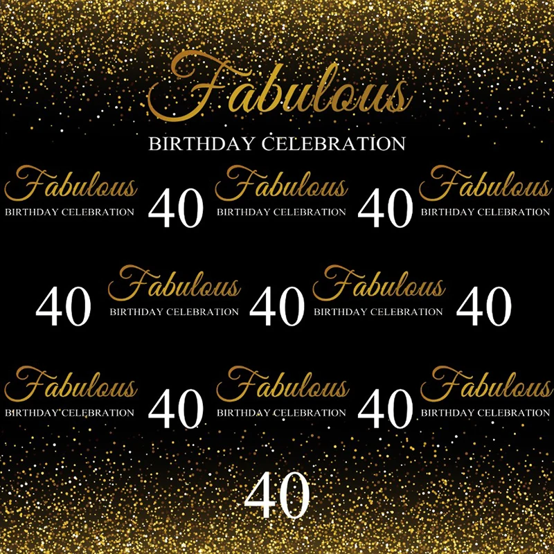 

Laeacco Happy 40th Birthday Fabulous Portrait Celebration Scene Photography Backgrounds Wall Photographic Studio Photo Backdrops