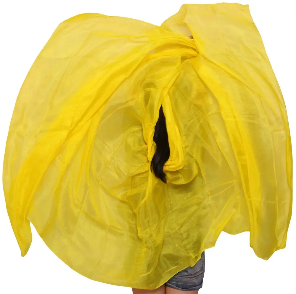Шелковая вуаль для танца живота 250/270*114 см шарф шаль для танца живота вуаль для танца живота Шелковый тренировочный реквизит для выступлений желтый цвет