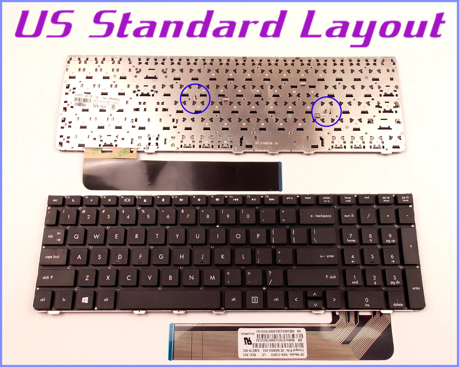 HP ProBook 4730s Genuine Laptop US Keyboard 638179-001 646300-001