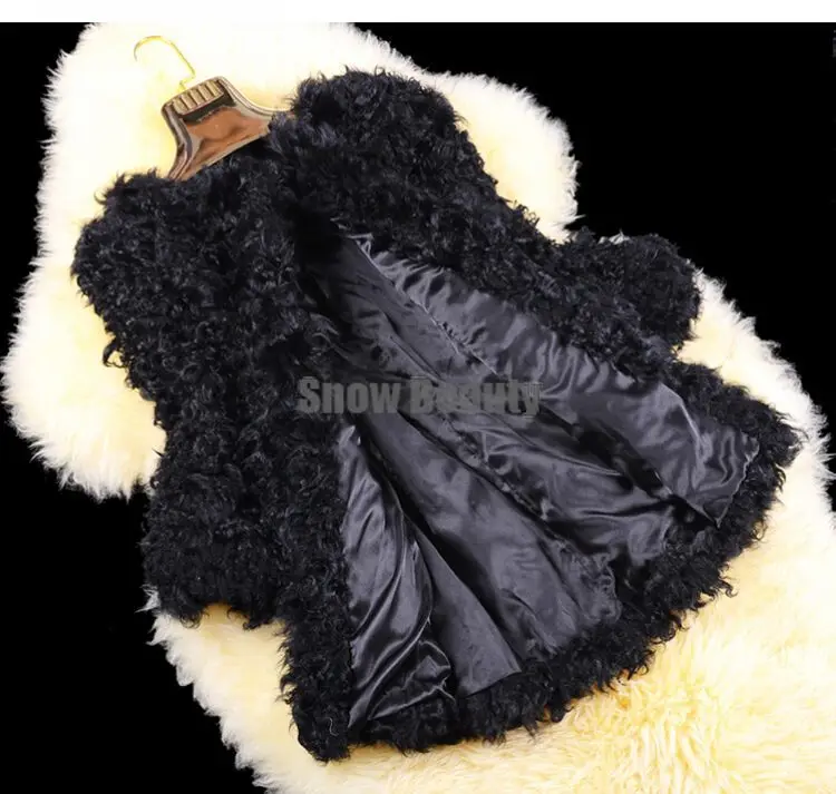 Ladies Fashion Genuine Real Lamb Fur coat middle long sheep fur jacket