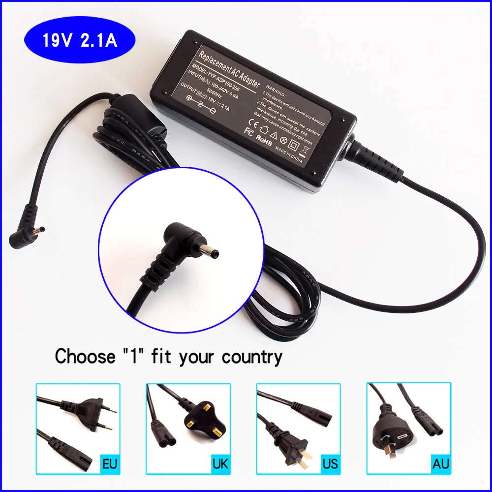 19V 2.1A 40W нетбук AC адаптер Зарядное устройство для ASUS Eee PC Seashell 1015 1015PED 1015T 1015B 1015PW 1015PX