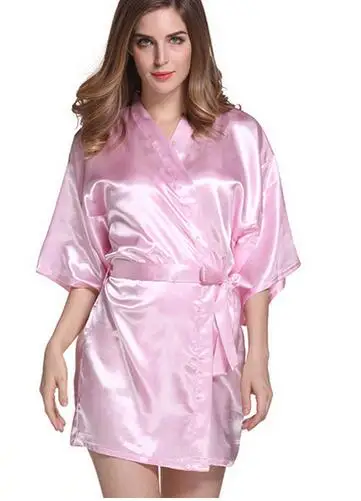 RB034 новые атласные халаты для подружек невесты, белые свадебные халаты из искусственного шелка для сестер/кимоно халаты - Цвет: As the photo show
